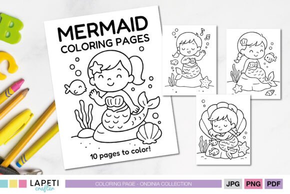 Download Mermaid Coloring Pages, Kawaii Kids - Premium Resources