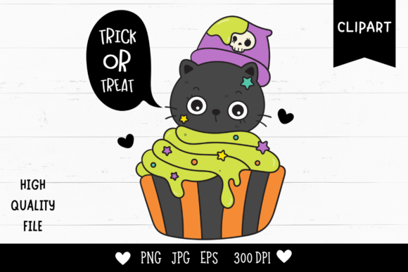 Download Halloween Cats on Cupcake Kawaii Clipart - Kawaii clipart Collection