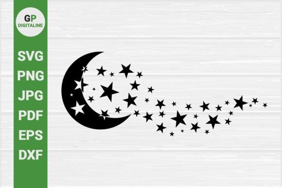 Download Crescent Moon and Stars, Star Waves SVG - Moon and stars Collection