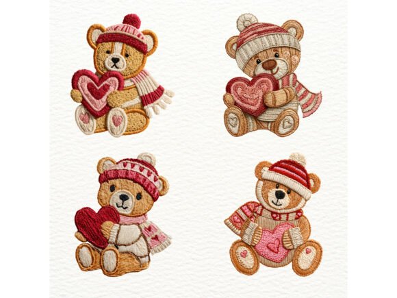 Download Cute Embroidered Teddy Bear with Heart - Premium Resources