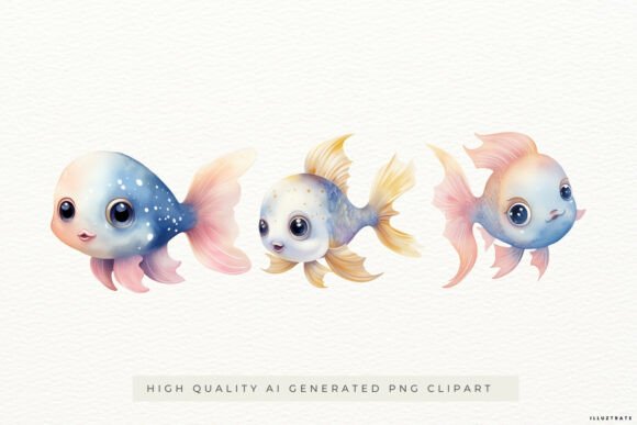 Download Cute Fantasy Fish Illustrations PNG - Premium Resources