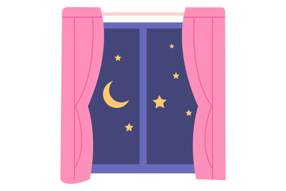 Download Night Sky with Moon and Stars in Window - Moon and stars Collection