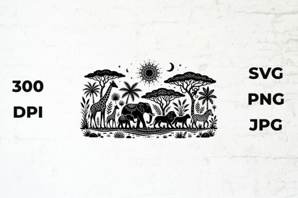 Download Safari Animals in a Stylized African - Safari animals Collection