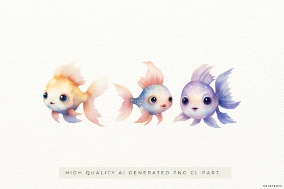Download Cute Fantasy Fish Illustrations PNG - Premium Bundle