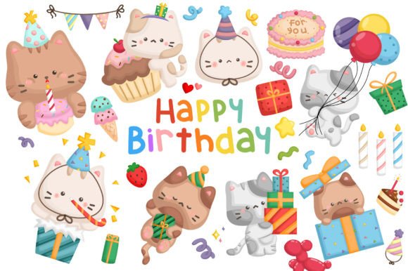 Download Birthday Cat Clipart - Birthday Party Cl - Birthday cat clipart Collection