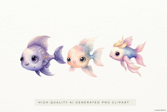 Download Cute Fantasy Fish Illustrations PNG - Premium Bundle