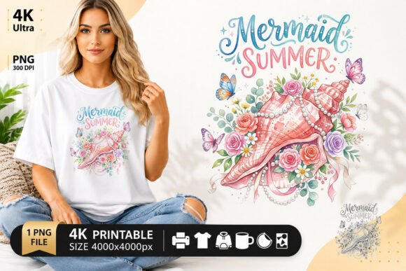 Download Mermaid Summer Seashell Floral - Premium Bundle