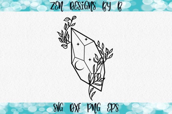 Download Crystal and Vines with Moon and Stars - Moon and stars Collection