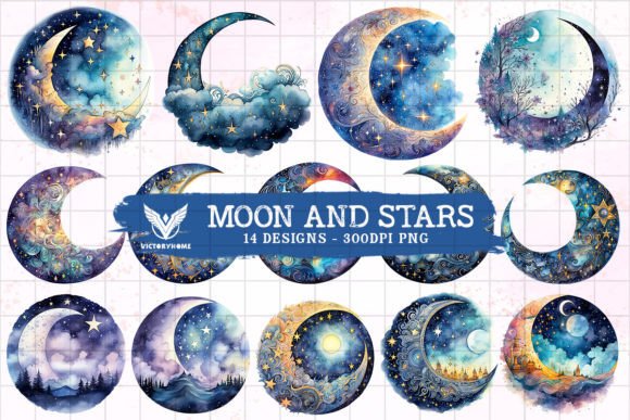 Download Beautiful Moon and Stars Sublimation - Moon and stars Collection