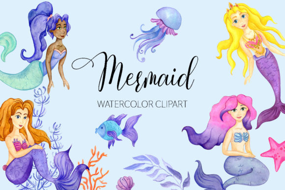 Download Mermaid Watercolor Clipart, Sea Set - Premium Resources