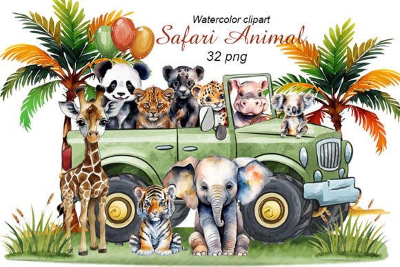 Download Baby Safari Animals Watercolor Clipart - Safari animals Collection
